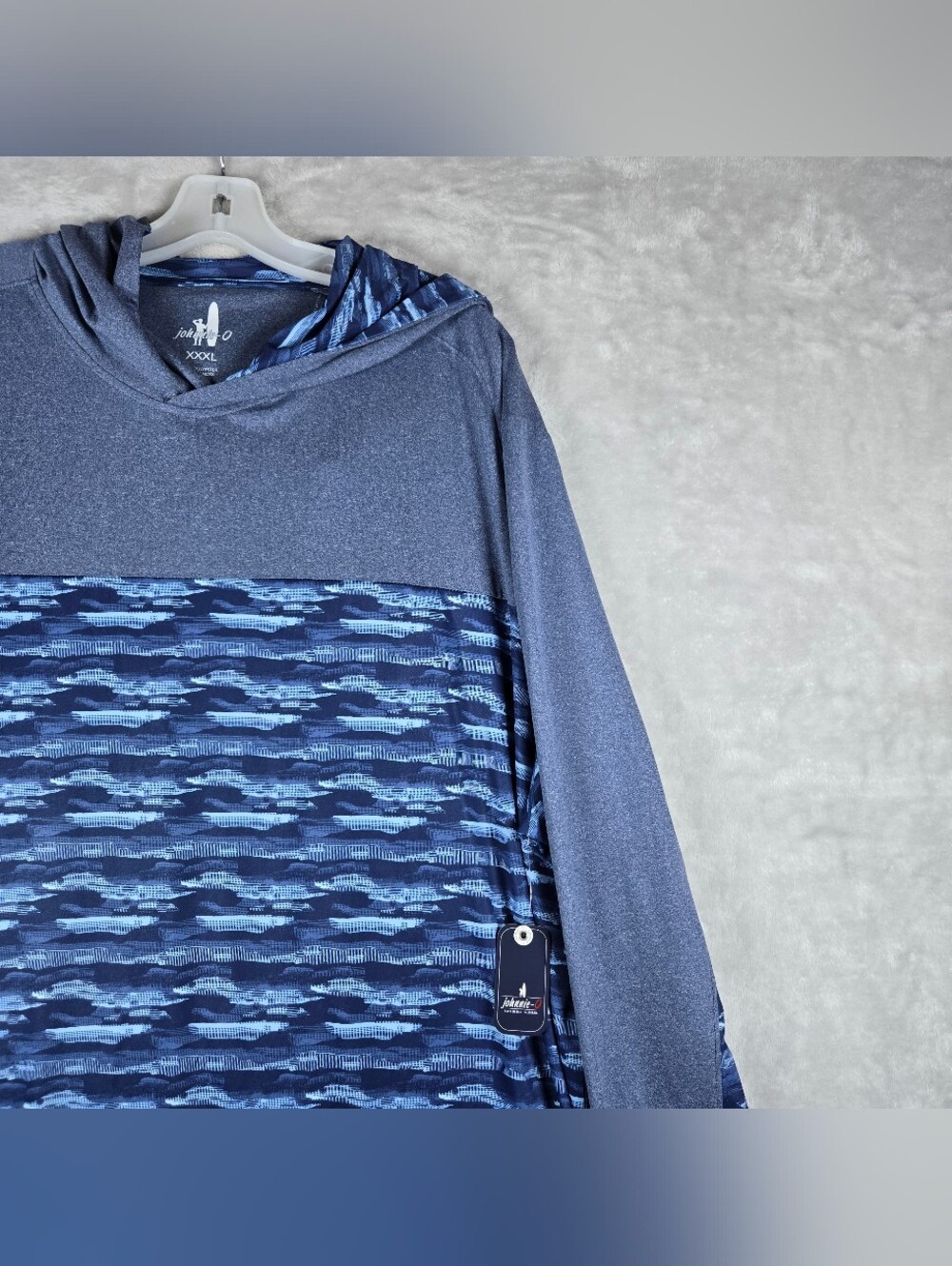 Johnnie-O Braden Mens XXXL 3XL Blue Graphic Performance Sun Hoodie JMHO1160 NWT - Picture 3 of 11